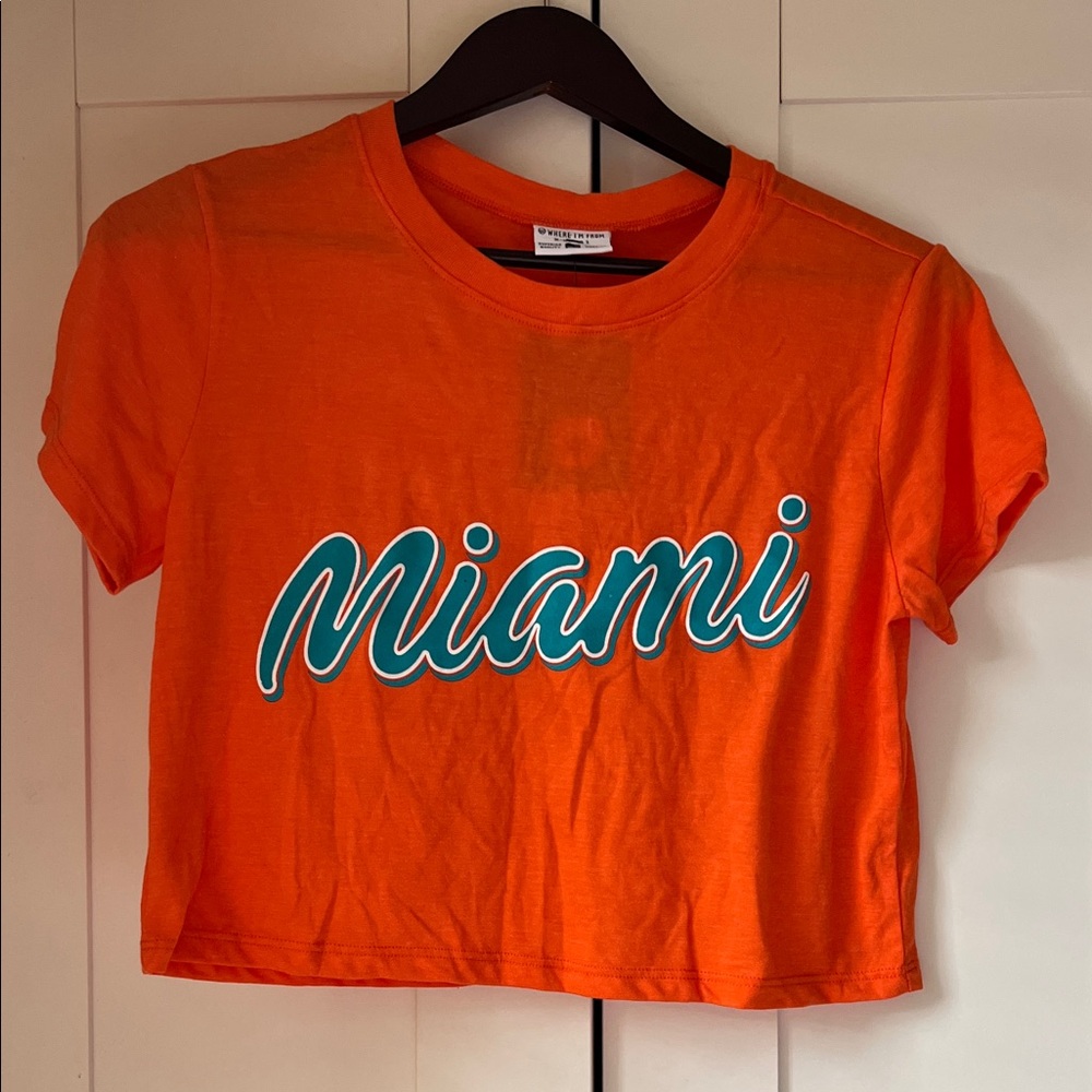 Orange Miami Graphic cropped Tee
